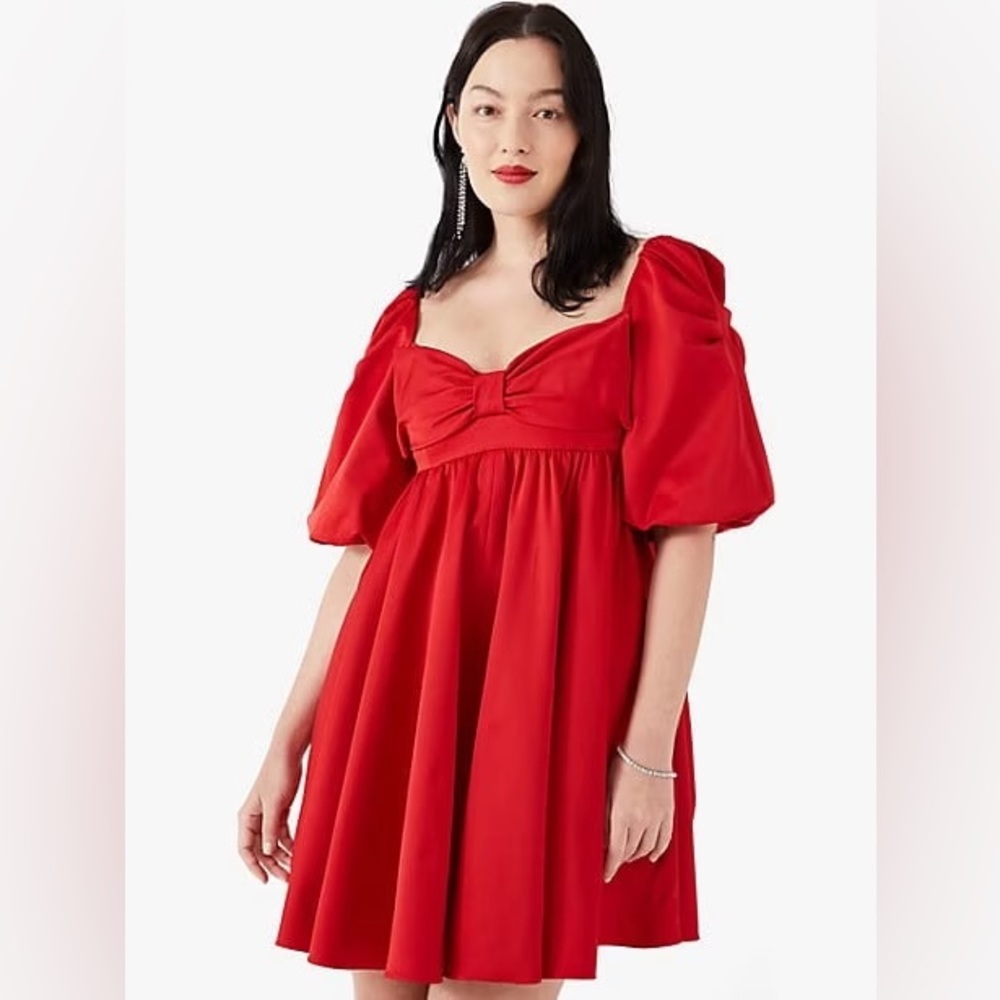 EUC Kate Spade Beau Satin Puff Sleeve Red Dress Sz 6